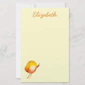 かわいい黄色の鳥の水彩画 便箋 (正面)