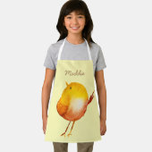 かわいい黄色の鳥の水色 エプロン (インサイチュ)