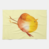 かわいい黄色の鳥の水色 キッチンタオル (横)