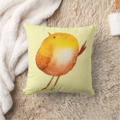 かわいい黄色の鳥の水色 クッション (ブランケット)