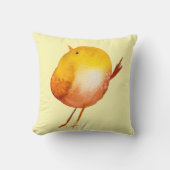 かわいい黄色の鳥の水色 クッション (正面)