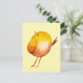 かわいい黄色の鳥の水色 ポストカード (スタンド正面)