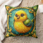 かわいい黄色の鳥 クッション (ブランケット)