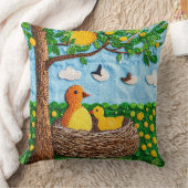 かわいい黄色の鳥 クッション (ブランケット)