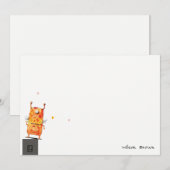 かわいい黄色オレンジ色のワンアイドモンスター子供の誕生日 ノートカード (正面/裏面)