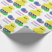 かわいい黄色ストライプのい雛の卵 ラッピングペーパー (コーナー)
