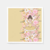 かわいい黄色ツチュバレリナ蝶ベビーシャワー スタンダードカクテルナプキン (正面)