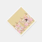 かわいい黄色ツチュバレリナ蝶ベビーシャワー スタンダードカクテルナプキン (角)