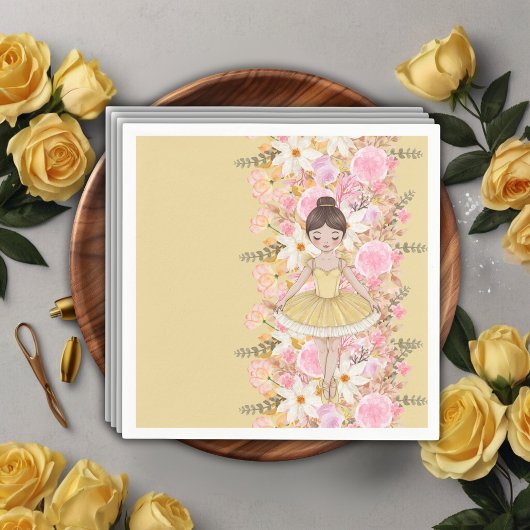 かわいい黄色ツチュバレリナ蝶ベビーシャワー スタンダードカクテルナプキン