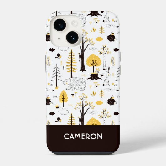 かわいい黄金の森のシーン柄 iPhoneケース (裏面)
