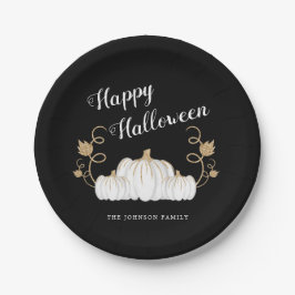 かわいい黒いカボチャ ハッピーハロウィン ペーパープレート