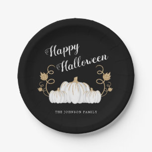 かわいい黒いカボチャ ハッピーハロウィン ペーパープレート