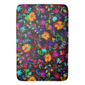 かわいい黒いカラフル抽象芸術花 バスマット (正面縦)