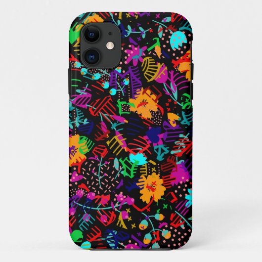かわいい黒いカラフル抽象芸術花 Case-Mate iPhoneケース (裏面)