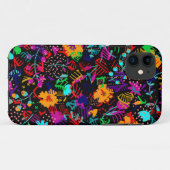 かわいい黒いカラフル抽象芸術花 Case-Mate iPhoneケース (裏面(横))
