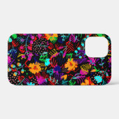 かわいい黒いカラフル抽象芸術花 Case-Mate iPhoneケース (裏面 (横))