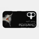 かわいい黒いキャラクター猫の名前 iPhone 16ケース (裏面横)