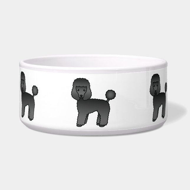 かわいい黒いキャルトゥーンのトイプードルの犬 ボウル (正面)
