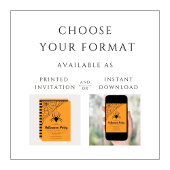 かわいい黒いクモのハロウィンパーティー 招待状