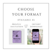 かわいい黒いクモのハロウィンパーティー 招待状