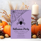 かわいい黒いクモのハロウィンパーティー 招待状