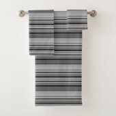 かわいい黒いグレーのストライプ バスタオルセット (インサイチュ)
