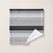 かわいい黒いグレーのストライプ バスタオルセット (ウォッシュタオル)