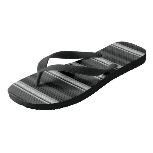 かわいい黒いグレーのストライプ ビーチサンダル (アングル)