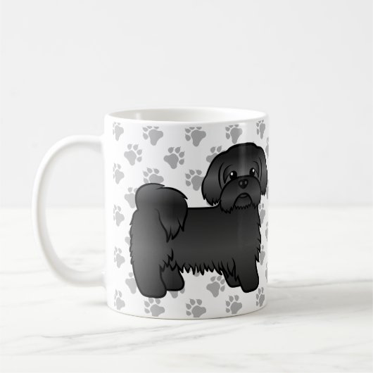 かわいい黒いシーズー犬のイラスト コーヒーマグカップ (左)