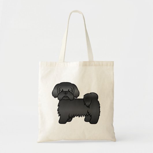 かわいい黒いシーズー犬のイラスト トートバッグ (正面)