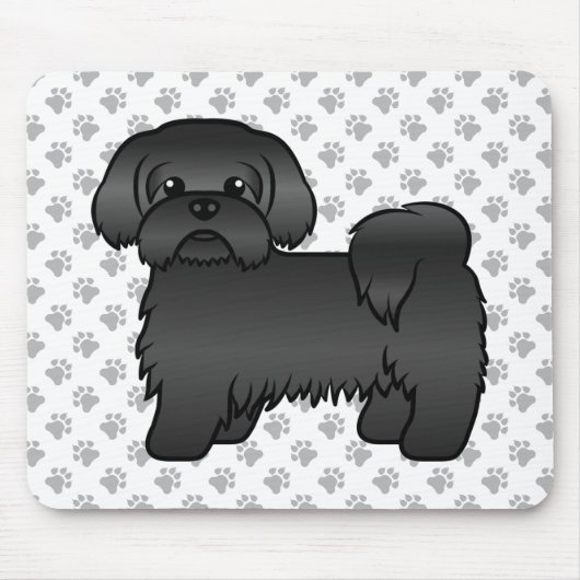 かわいい黒いシーズー犬のイラスト マウスパッド (正面)