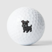 かわいい黒いスコティッシュテリアの犬 ゴルフボール (正面)
