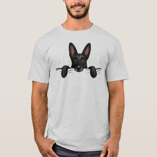 かわいい黒いドイツの羊飼い犬のぞき Tシャツ