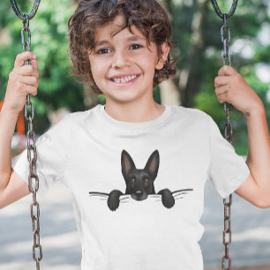 かわいい黒いドイツの羊飼い犬のぞき Tシャツ