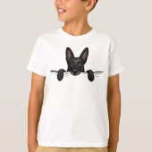 かわいい黒いドイツの羊飼い犬のぞき Tシャツ (正面)