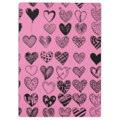 かわいい黒いハート落書きスケッチクリップボード クリップボード (裏面)