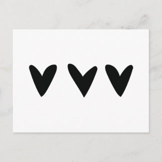 かわいい黒いハート3枚のカード ポストカード