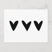 かわいい黒いハート3枚のカード ポストカード (正面)