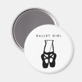 かわいい黒いバレエのスリッパが点手に マグネット (正面/裏面)