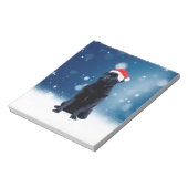 かわいい黒いパグドッグクリスマスサンタハット雪の星 ノートパッド (回転)