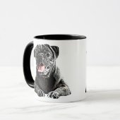 かわいい黒いパグ犬の動物のペットアート マグカップ (正面左)