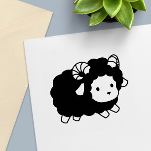 かわいい黒いヒツジのラム セルフインキングスタンプ