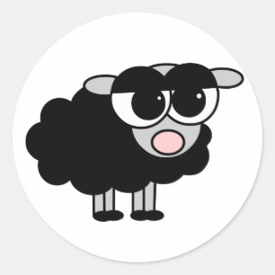 かわいい黒いヒツジ ラウンドシール
