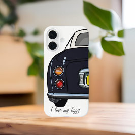かわいい黒いフィガロの車名フィギュア iPhone 16ケース