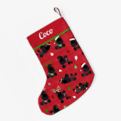 かわいい黒いプードルのクリスマス スモールクリスマスストッキング (裏面 (吊り時))