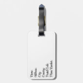 かわいい黒いミッドセンチュリーの漫画の猫 ラゲッジタグ (裏面縦)