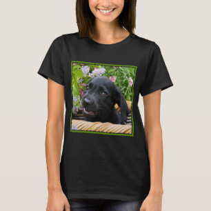かわいい黒いラブラドールレトリバー犬の子犬のペット写真 Tシャツ