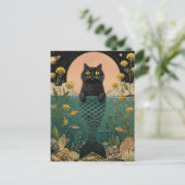 かわいい黒い人魚の子猫 ポストカード (スタンド正面)