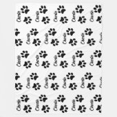 かわいい黒い前足ペット愛人名キッチン フリースブランケット (正面)