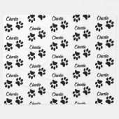 かわいい黒い前足ペット愛人名キッチン フリースブランケット (正面(横))